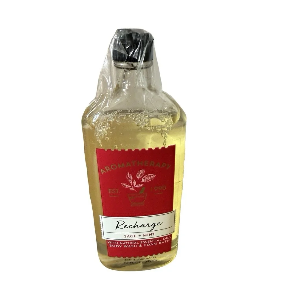 Bath Body Works Aromatherapy Recharge Sage Mint Body Wash Foam Bath 10 fl oz NEW